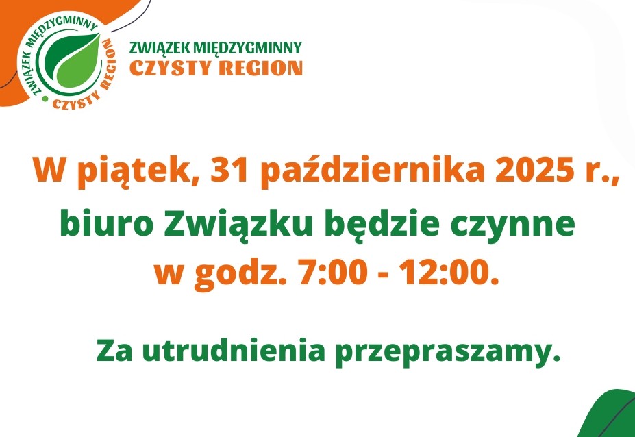 31 października biuro Związku czynne do godz. 12:00