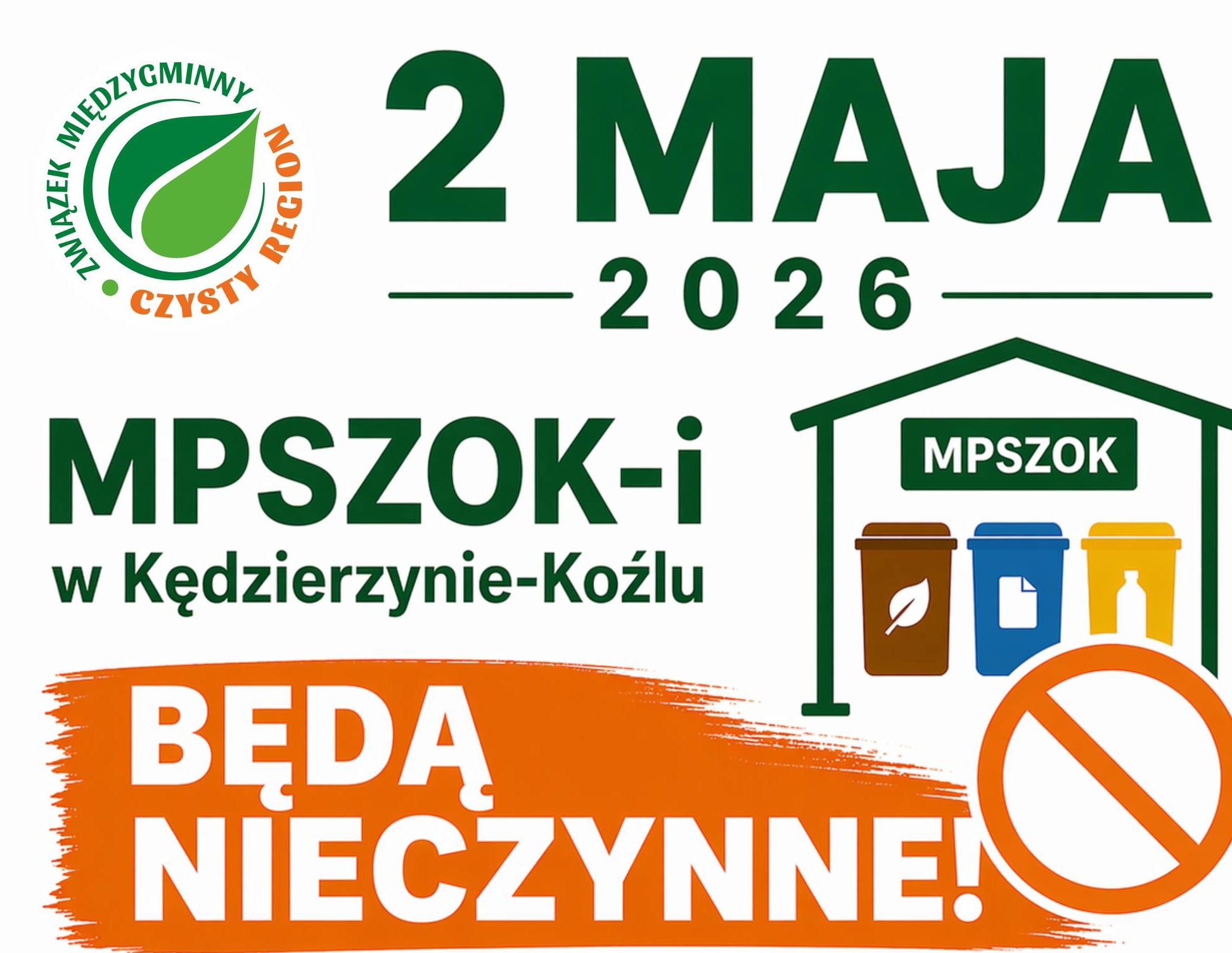 2 maja MPSZOKi w Kędzierzynie-Koźlu będą nieczynne