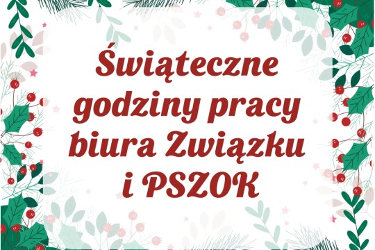 Świąteczne godziny pracy biura Związku i PSZOK