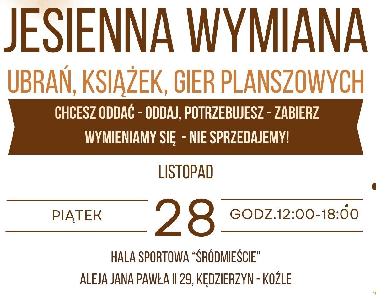 Jesienna Wymiana ubrań, książek i gier planszowych